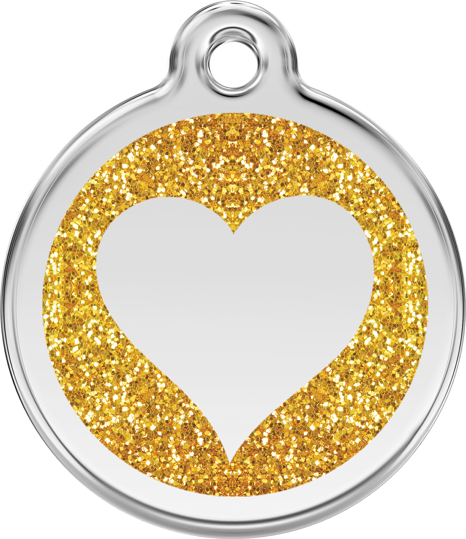 Red Dingo Heart Glitter Dog Tag