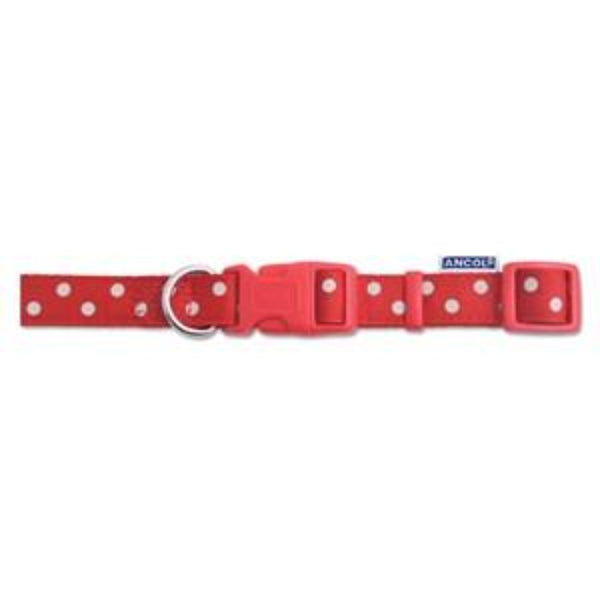 Ancol Vintage Red Polka Dot Nylon Dog Collar - Pica's Pets
