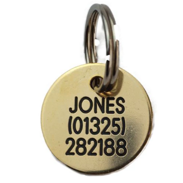 CSL Pet Tags "Brass Circular" Cat & Dog ID Tag with Free Engraving