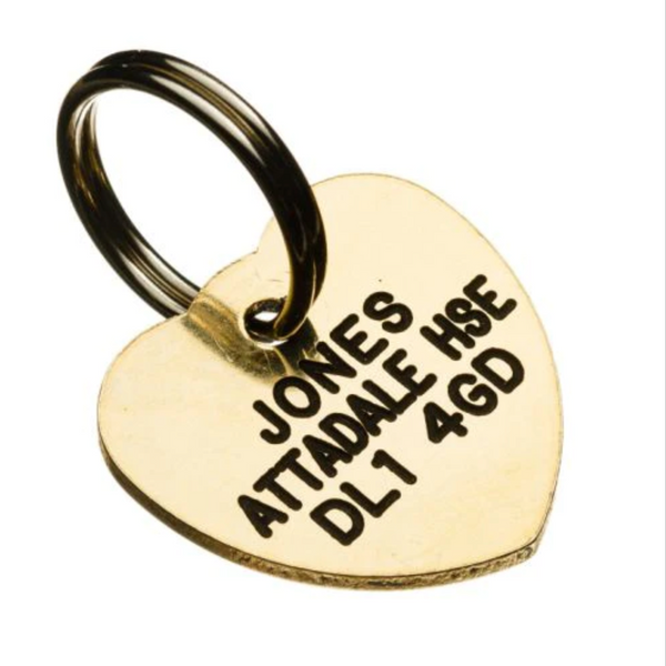 CSL Pet Tags "Brass Heart" Cat & Dog ID Tag with Free Engraving