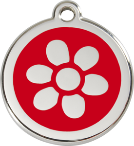Red Dingo Enamel Dog Tag - Flower