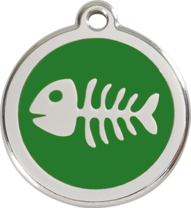 Red Dingo Enamel Dog Tag - Fish Bone