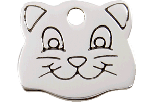 Red Dingo Stainless Steel "Cat Face" Pet Tag