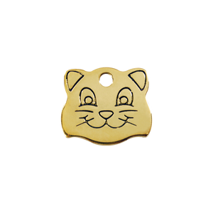 Red Dingo Brass "Cat Face" Pet Tag