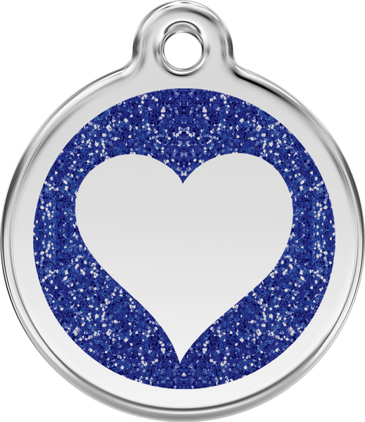 Red Dingo Heart Glitter Dog Tag