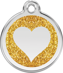 Red Dingo Heart Glitter Dog Tag