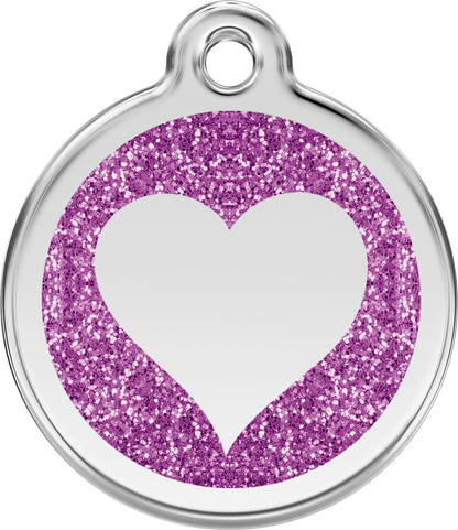 Red Dingo Heart Glitter Dog Tag
