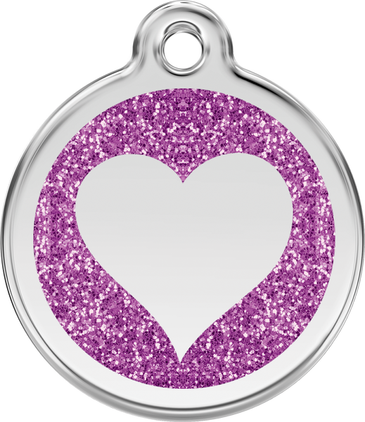 Red Dingo Heart Glitter Dog Tag