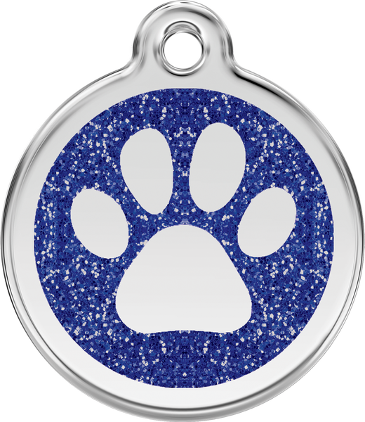 Red Dingo Paw Prints Glitter Pet Tag