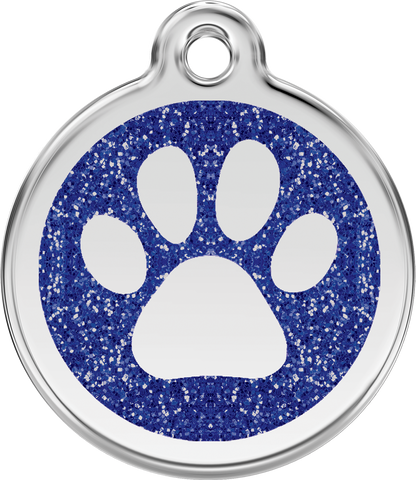Red Dingo Paw Prints Glitter Pet Tag