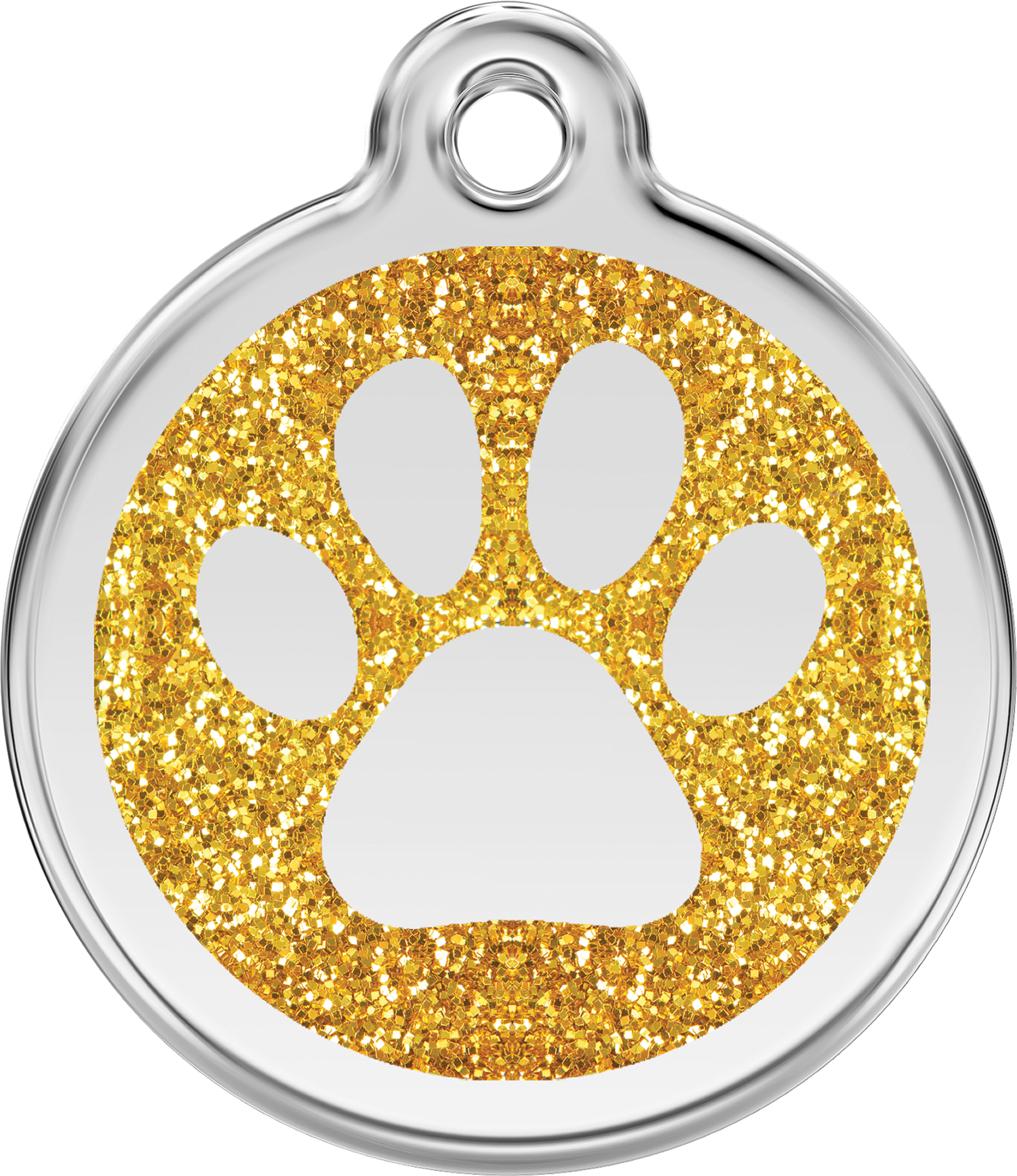 Red Dingo Paw Prints Glitter Pet Tag