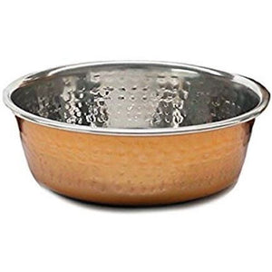 Deluxe Steel Hammered Copper Dog Bowl - Pica's Pets