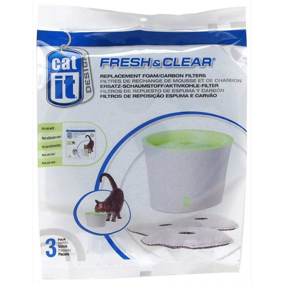 Catit Fresh & Clear Water Fountain Replacement Foam/carbon Cartridge Small - Pica's Pets