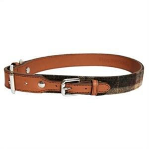 Tweed Check Leather Collar - Pica's Pets