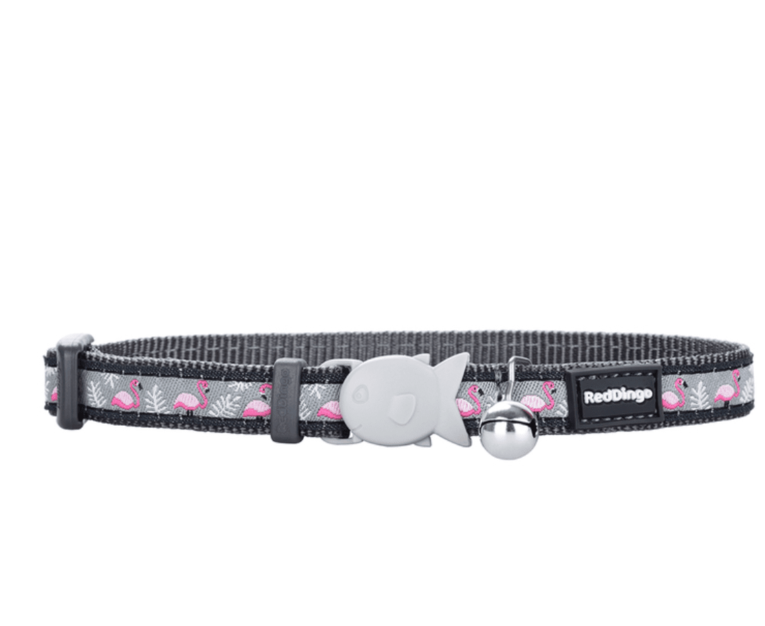 Red Dingo Flamingo Cat Collar - Grey