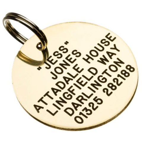 CSL Pet Tags "Brass Circular" Cat & Dog ID Tag with Free Engraving