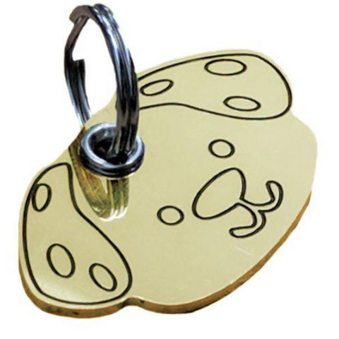 CSL Pet Tags Brass "Dog Shaped" Cat & Dog Pet Tag with  Free Engraving