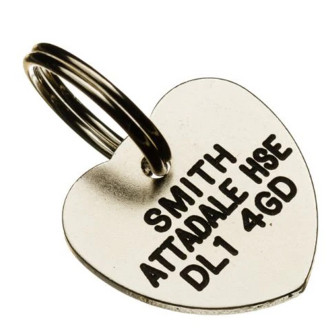 CSL Pet Tags "Silver Nicron Heart" Cat & Dog ID Tag with Free Engraving