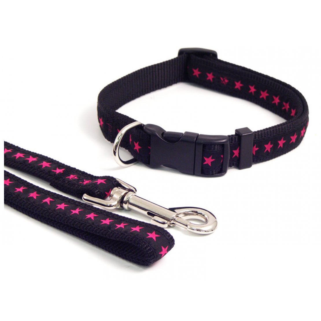 Rosewood Black/Pink Star Dog Collar