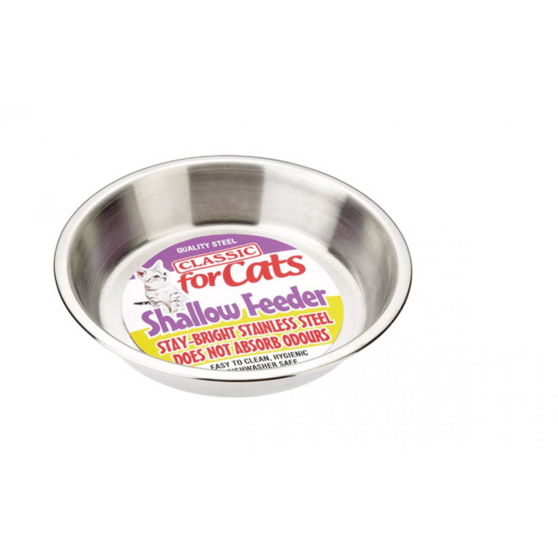 Classic Stainless Steel Shallow Cat Dish