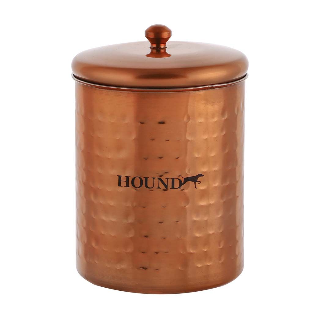 Hound Hammered Antique Copper Finish Pet Treat Cannister